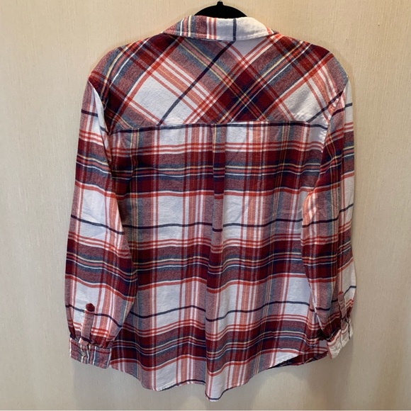 GAP Plus Size Red Button Front Long Sleeve Flannel Top - Picture 2 of 10